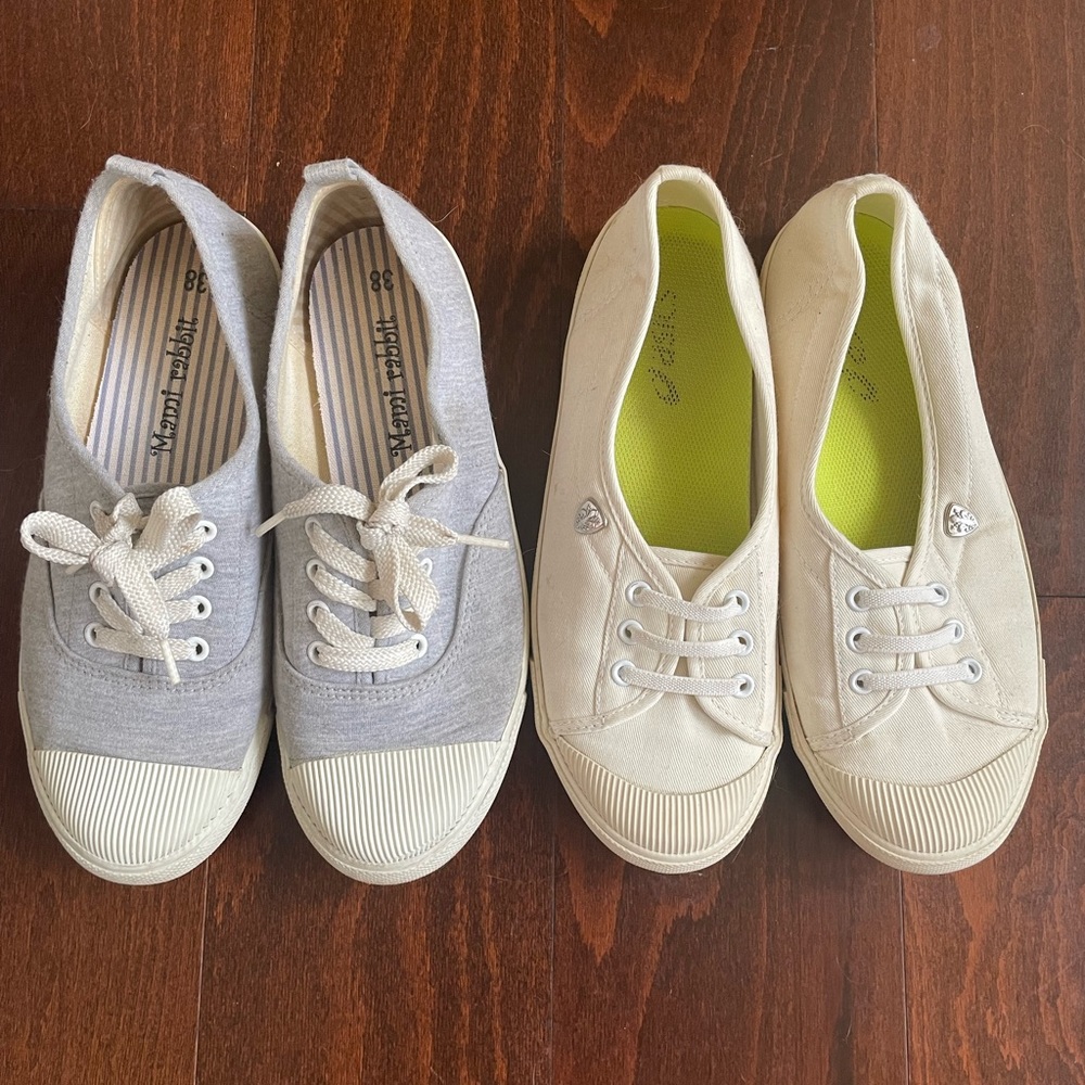Lot of 2 pairs, Women canvas sneakers shoes size 38